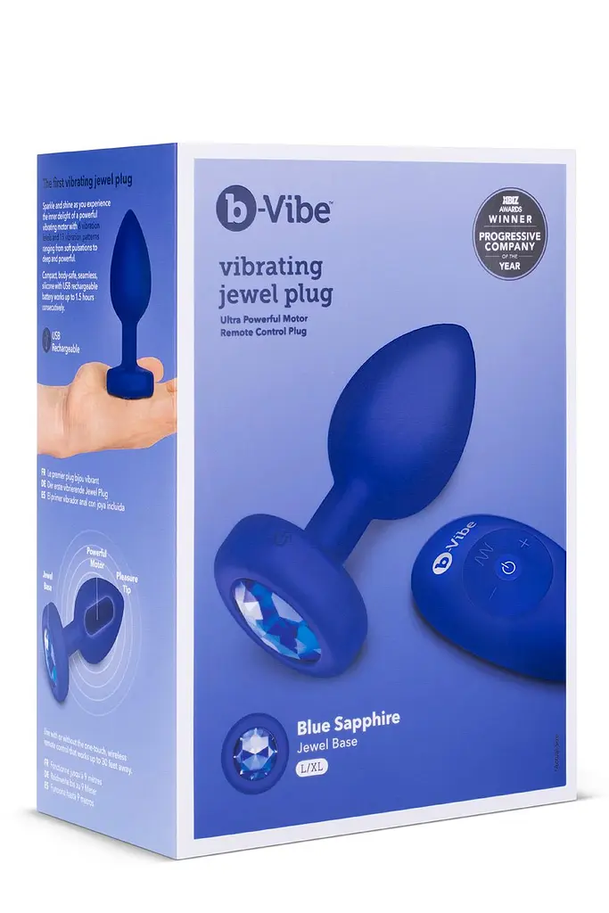 Анальная пробка B-Vibe Vibrating Jewel Plug L/XL 11.1 см (синий) - фото 2