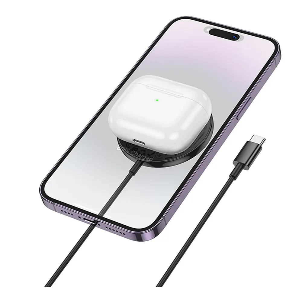 Бездротовий зарядний пристрій Hoco CW61 Ultra thin Magnetic 15W LED Display PD 5V/2A MagSafe Qi Black (36564_3608588) - фото 2