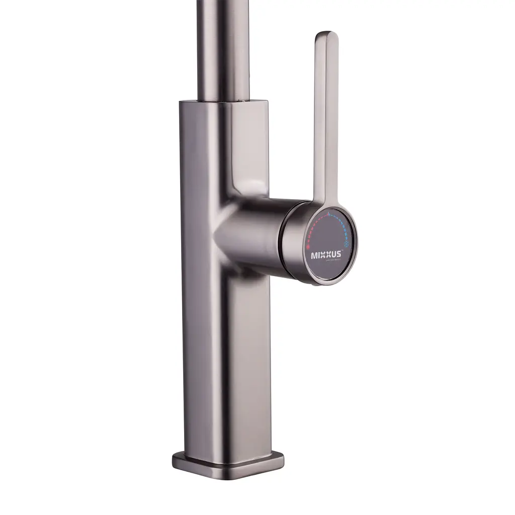 Смеситель для кухни с выдвижным изливом Mixxus Premium Hammer 014 graphite MI6955 Графит - фото 8