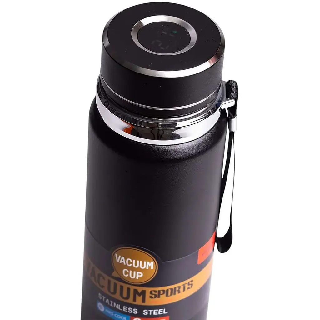 Термос Vacuum Sports 1 л з датчиком температури та ситечком, чорний Yiwu HP-14-30B - фото 3