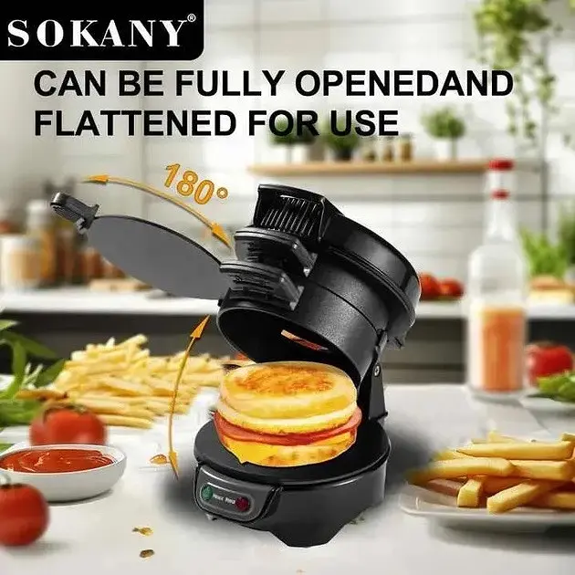 Бургерниця Sokany SK-08033, 600 Вт Чорний - фото 3