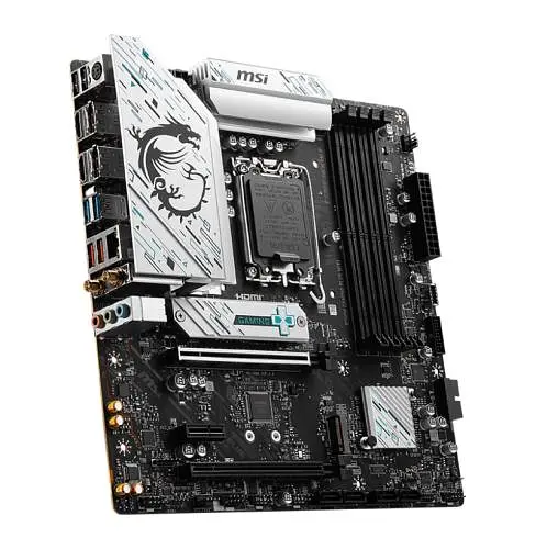 Материнська плата LGA1700, MSI B760M GAMING PLUS WIFI, B760, 4xDDR5, Int.Video(CPU), 4xSATA3, 2xM.2, 2xPCI-E 4.0 x16, 1xPCI-E 3.0 x1, ALC897, RTL8125BG, WiFi 6E, Bluetooth 5.3, 9xUSB3.2/6xUSB2.0, 2xHDMI/2xDP, Micro ATX - фото 4