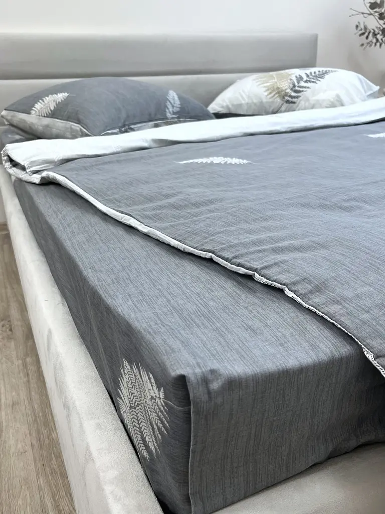 Простирадло без резинки Ecotton Євро 220х240 см із сатину сірого кольору (25356)
