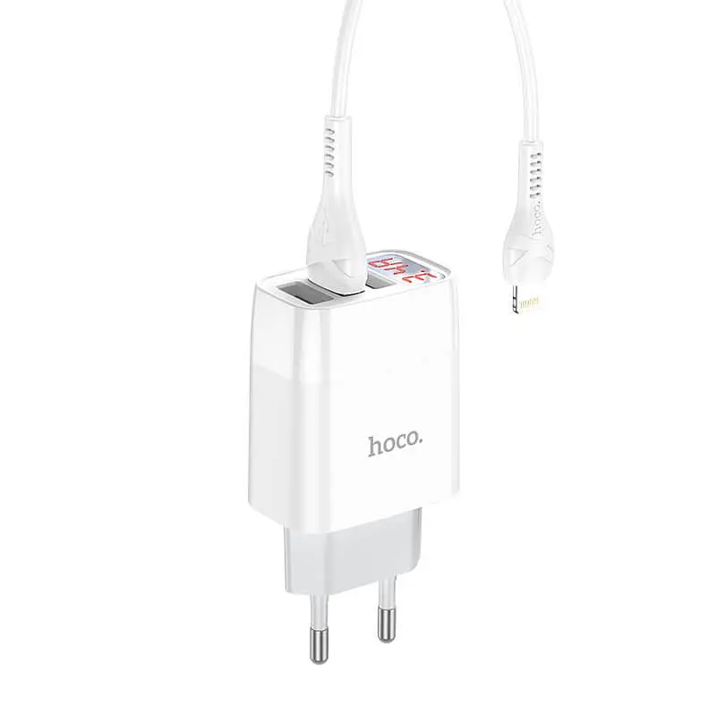 Блок зарядный набор Hoco Easy charge C93A Lightning cable 3USB белый - фото 5