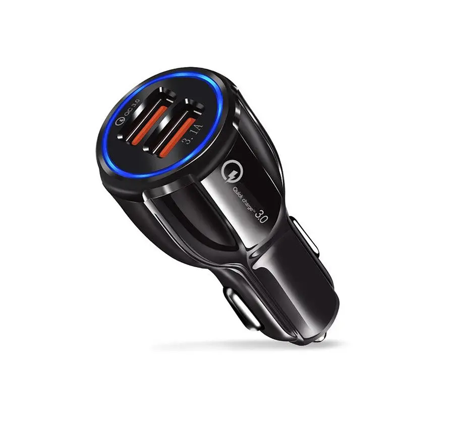 Автомобильный зарядный адаптер SY681, 2 порта USB, быстрая зарядка QC3.0, ток 3.1А, с подсветкой, черный - фото 6