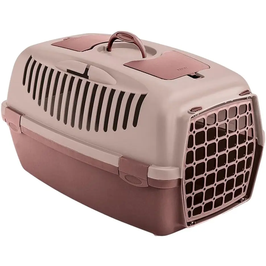 Переноска для тварин Stefanplast Gulliver 3 з пластиковими дверима до 10 кг ніжно-рожева/коричнево-рожева (97391) - фото 1