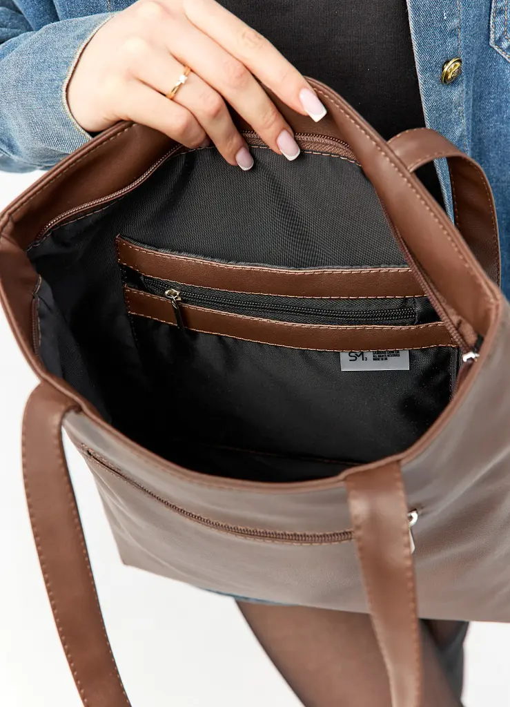 Жіноча сумка Sambag Largo шоколадна 41 х 30 х 10 см (93220020) - фото 7