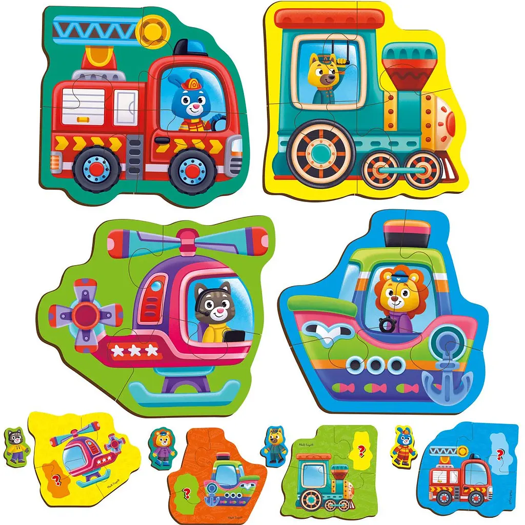 Пазли картонні з грою Vladi Toys Малюк зможе Транспорт Тварини 14 елементів (VT1722-28) - фото 2