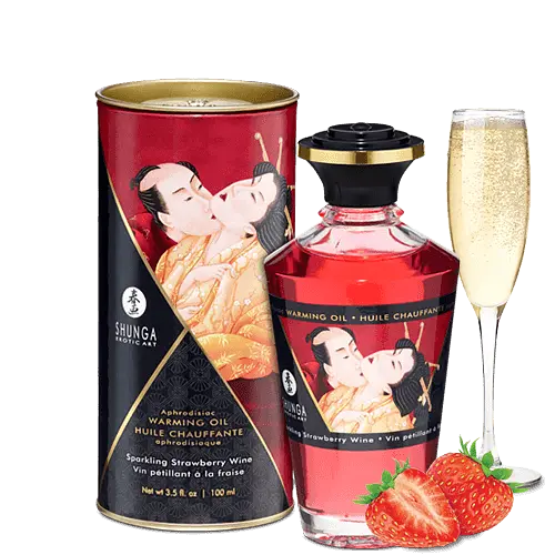Збуджувальна масажна олія Shunga Aphrodisiac Warming Oil, 100 мл (полуниця і шампанське)