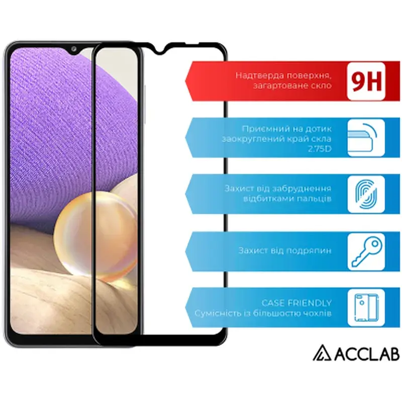 Скло захисне ACCLAB Full Glue Samsung A32 Black (1283126510533) - фото 3