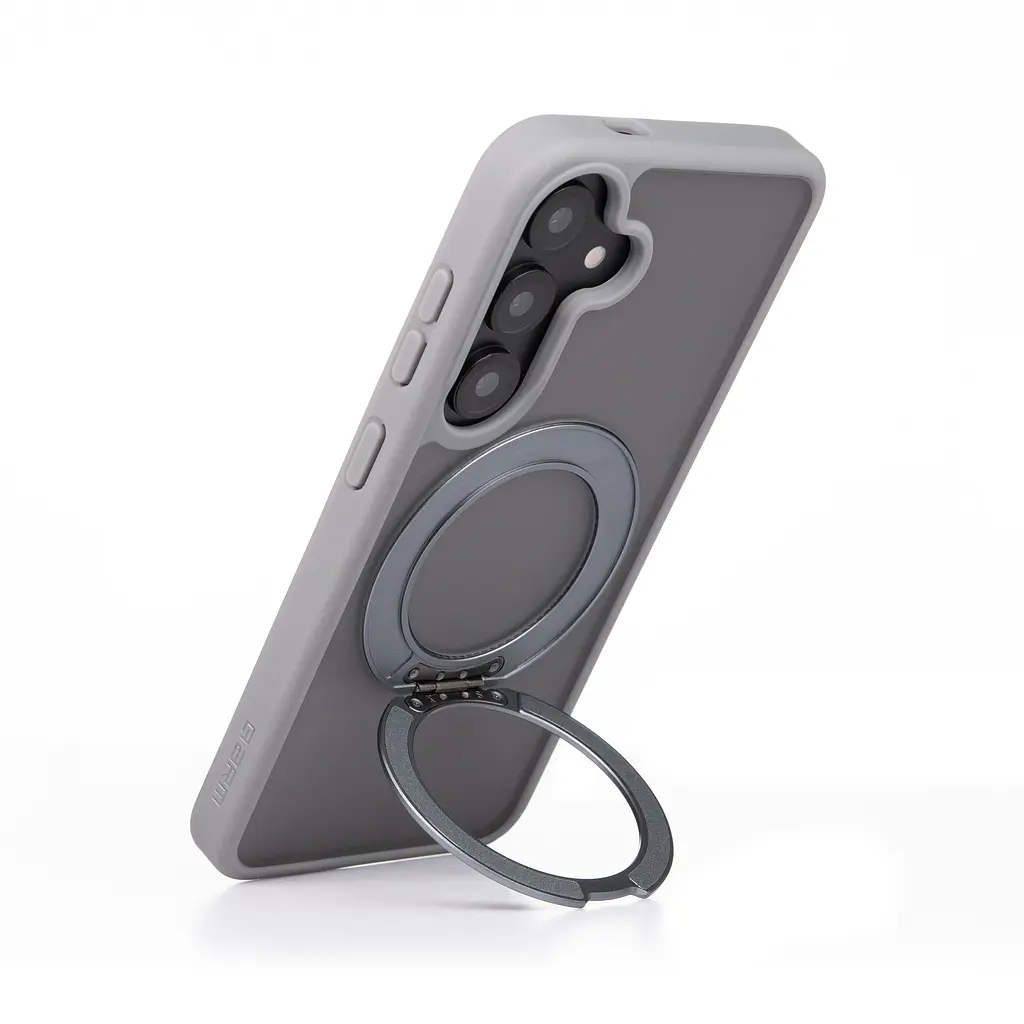Противоударный чехол-панель для Samsung Galaxy S24 5G (SM-S921)/S25 5G, Unit Stand2, серый, силикон + поликарбонат, защита всего корпуса, с подставкой, поддержка магнитных держателей и беспроводной зарядки (MagSafe), ArmorStandart (ARM89560) - фото 5