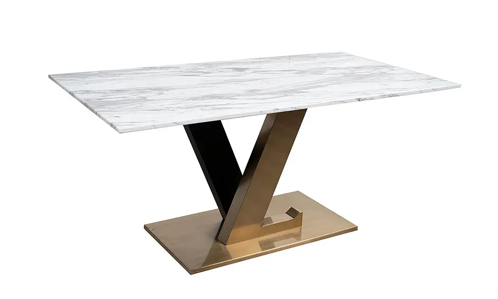 Стол обеденный Prestol Вегас нераскладной 160х90х76 см с золотистыми ножками - фото 3