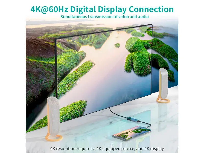 Адаптер Choetech Hub-H11 USB-C - DisplayPort Gray (HUB-H11-GY-V2) - фото 4