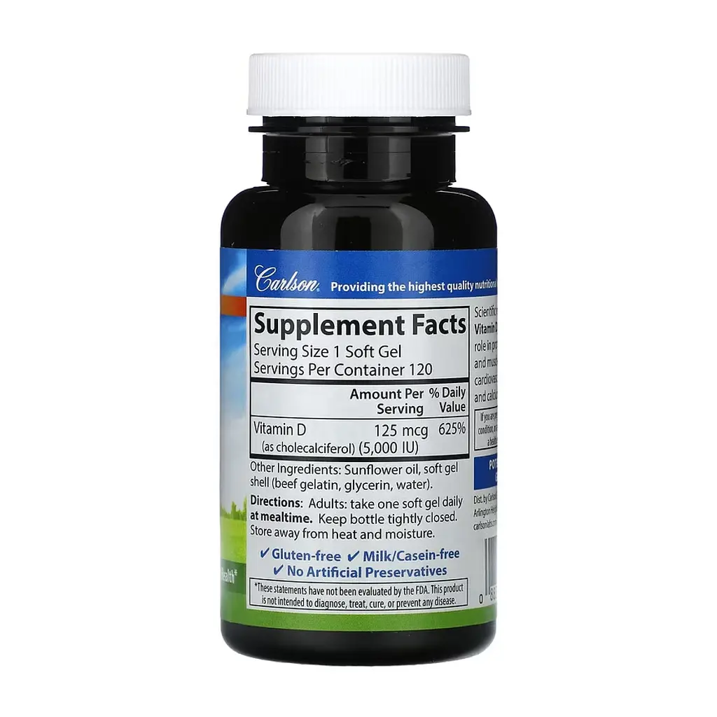 Вітамін D 5000 IU Carlson Laboratories (Vitamin D) - 120 софтгелів - фото 2