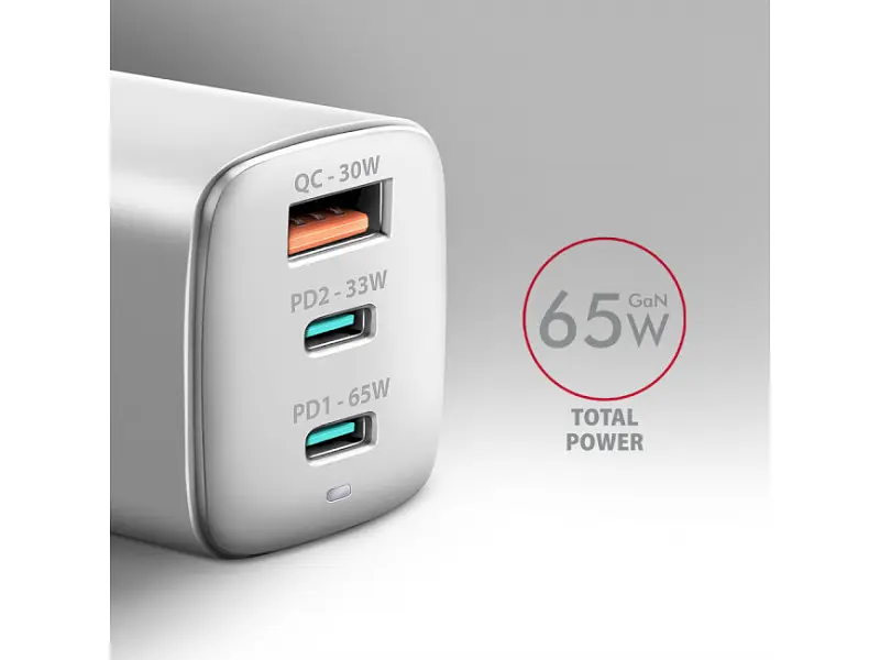 Мережевий зарядний пристрій AXAGON 65 W White (ACU-DPQ65W) - фото 2