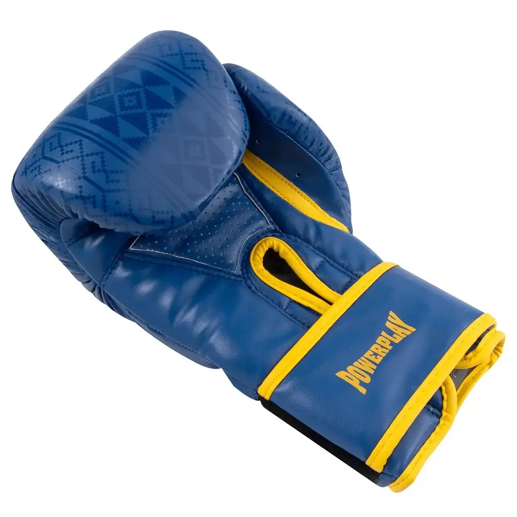 Боксерські рукавиці Power Play PP 3021 Ukraine, синій/жовтий - 14 унцій - фото 4
