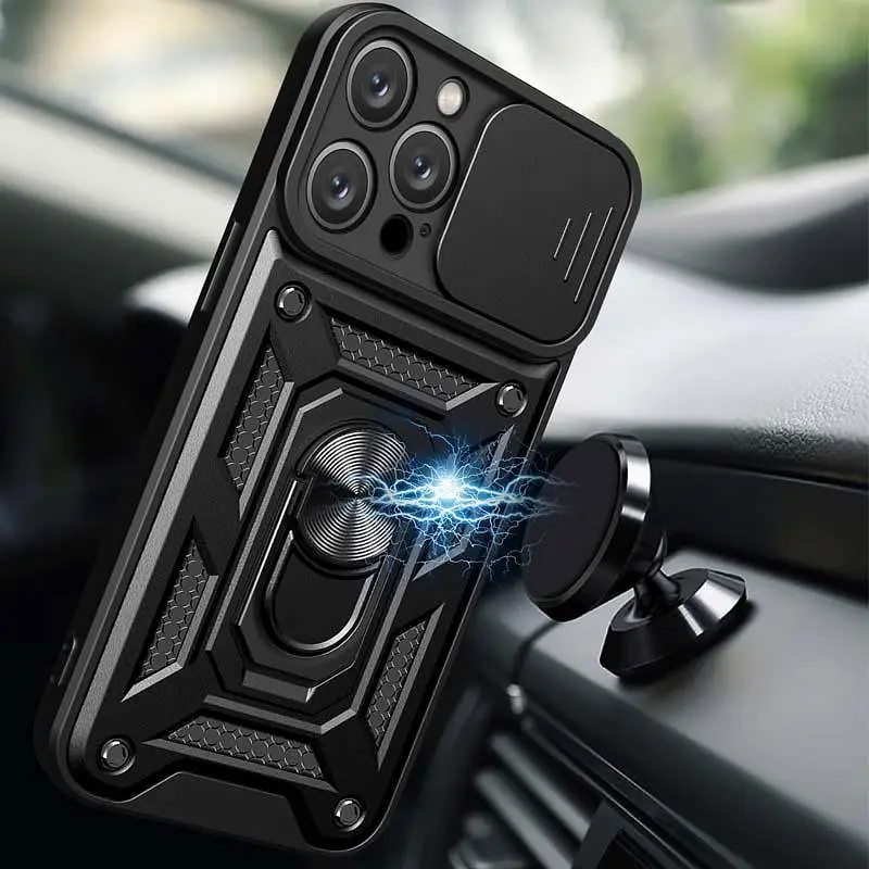 Чохол Ummi Camshield Serge Ring для Apple iPhone 12 Pro / 12 (6.1) Чорний / Black - фото 2