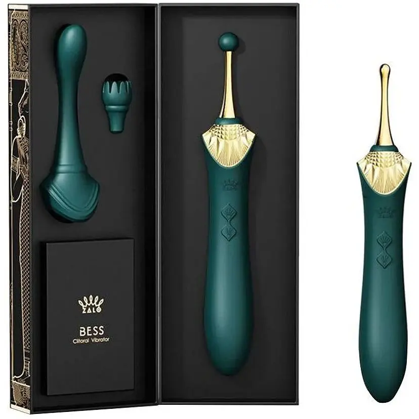 Вагинально-клиторальный вибратор Zalo Bess Turquoise Green многофункциональный с насадками - фото 9