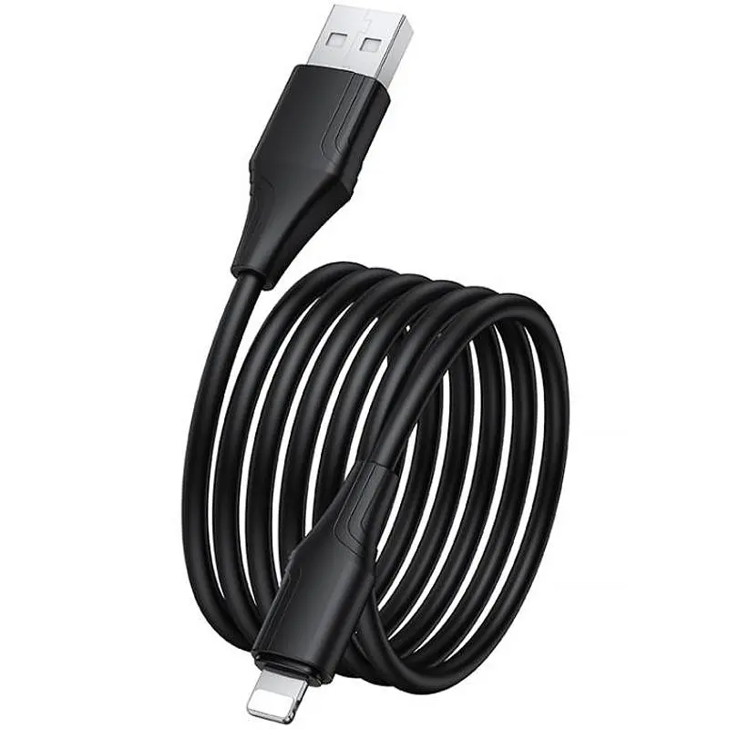 Дата кабель Hoco X124 Bien silicone USB to Lightning 2.4A (1m) Black - фото 2