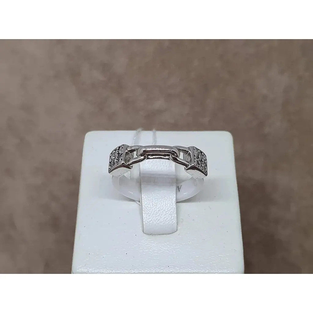 Срібне кільце Aurora Замочок з керамікою і фіанітами. С1157Б 17 - фото 3