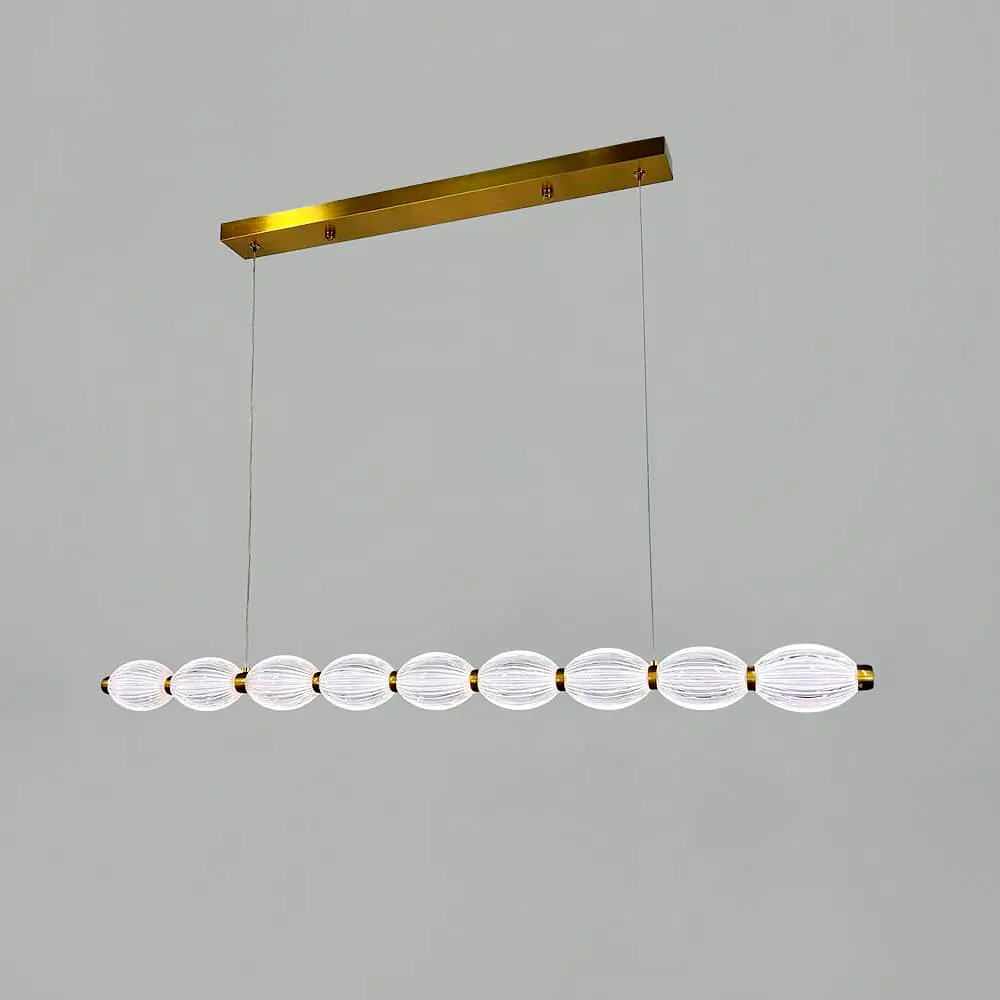 Led люстра с прозрачными рельефными шариками в удлиненном латунном корпусе 100 см | Line F | Ст. MJ343-1000L - фото 3