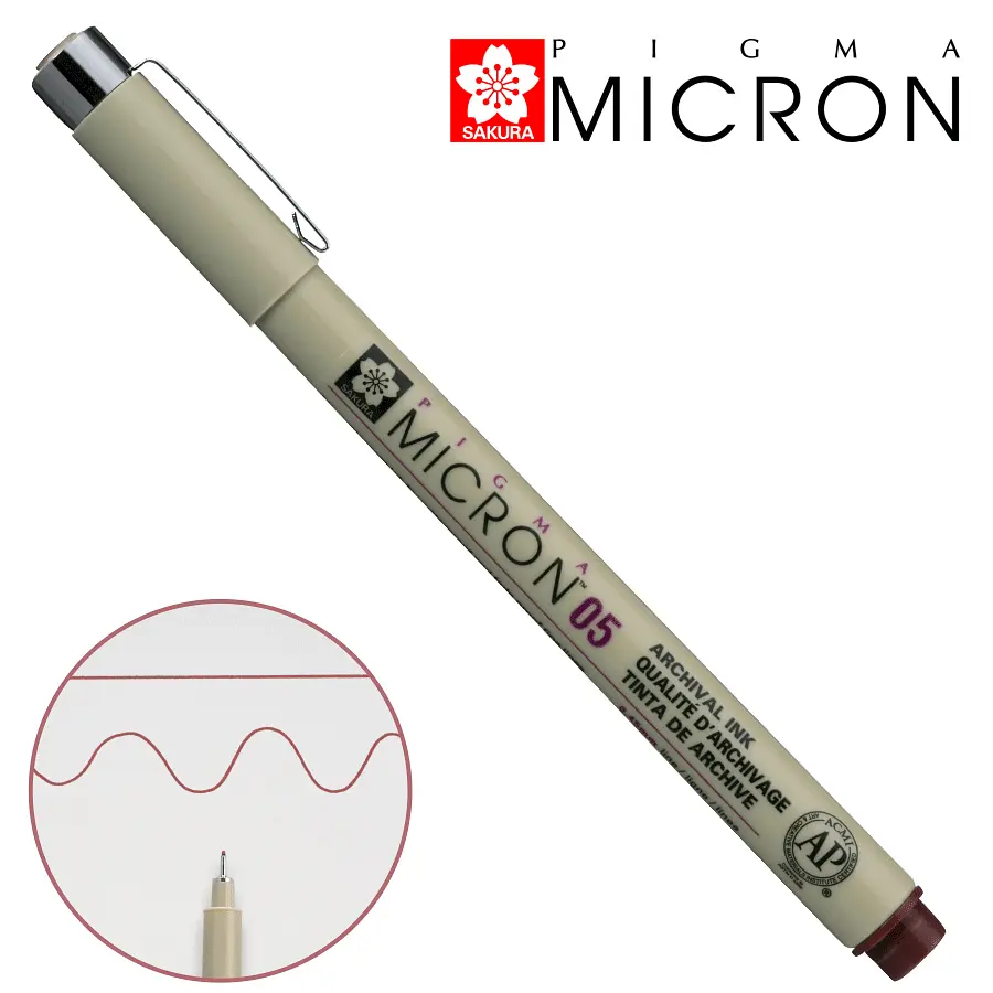 Лінер Sakura PIGMA MICRON (0.5), 0,45 мм бордовий