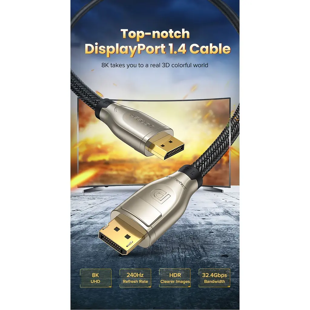 Кабель Ugreen DP112 DisplayPort - DisplayPort V1.4 3m Black (60844) [139097] - фото 8