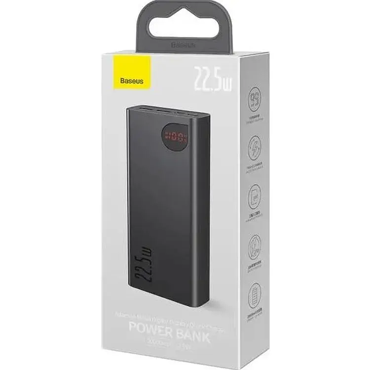 Портативная батарея Baseus Adaman Metal Display Quick Charge Power Bank 20000 mAh 22.5W PPAD070101 Black - фото 7