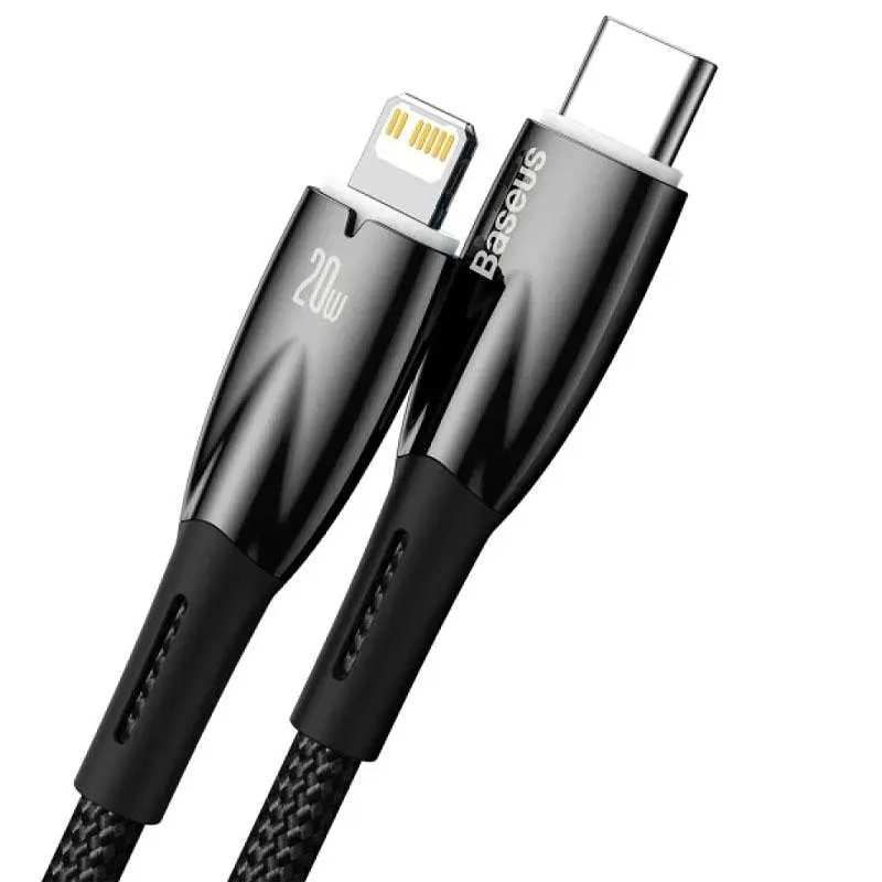 Дата кабель Baseus Glimmer Series Fast Charging Data Cable Type-C to Lightning 20W 1m (CADH000001) Black - фото 2