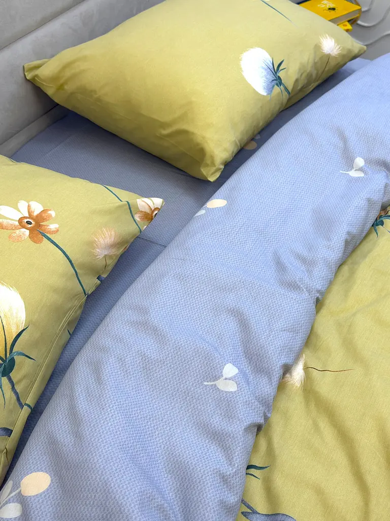 Комплект постільної білизни Ecotton Євро 210х220 см гірчичний Кульбаби (21211А) (23754) - фото 7