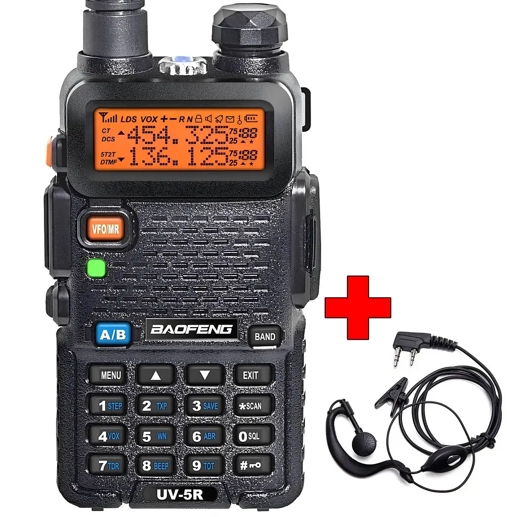 Рація дводіапазонна Baofeng UV-5R (136-174 MHz, 400-520 MHz), 8 Вт, 1800 mAh + Гарнітура у подарунок