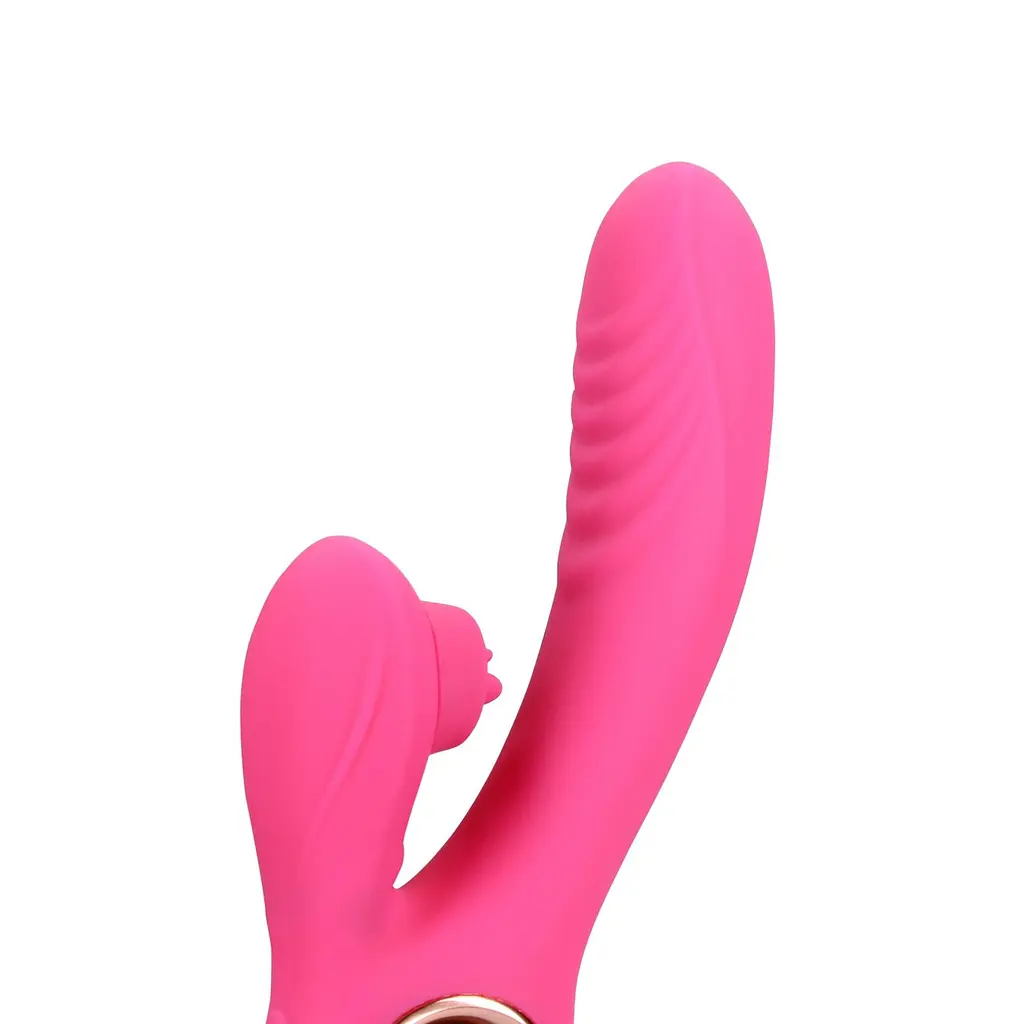 Вібратор-кролик Loveline Tongue Flickering and Heating, 21,5 см (рожевий) - фото 6