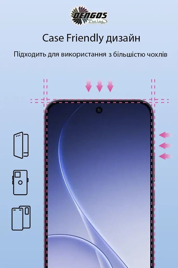 Скло захисне Dengos Full Glue OPPO Reno15 Black (TGFG-435) - фото 3