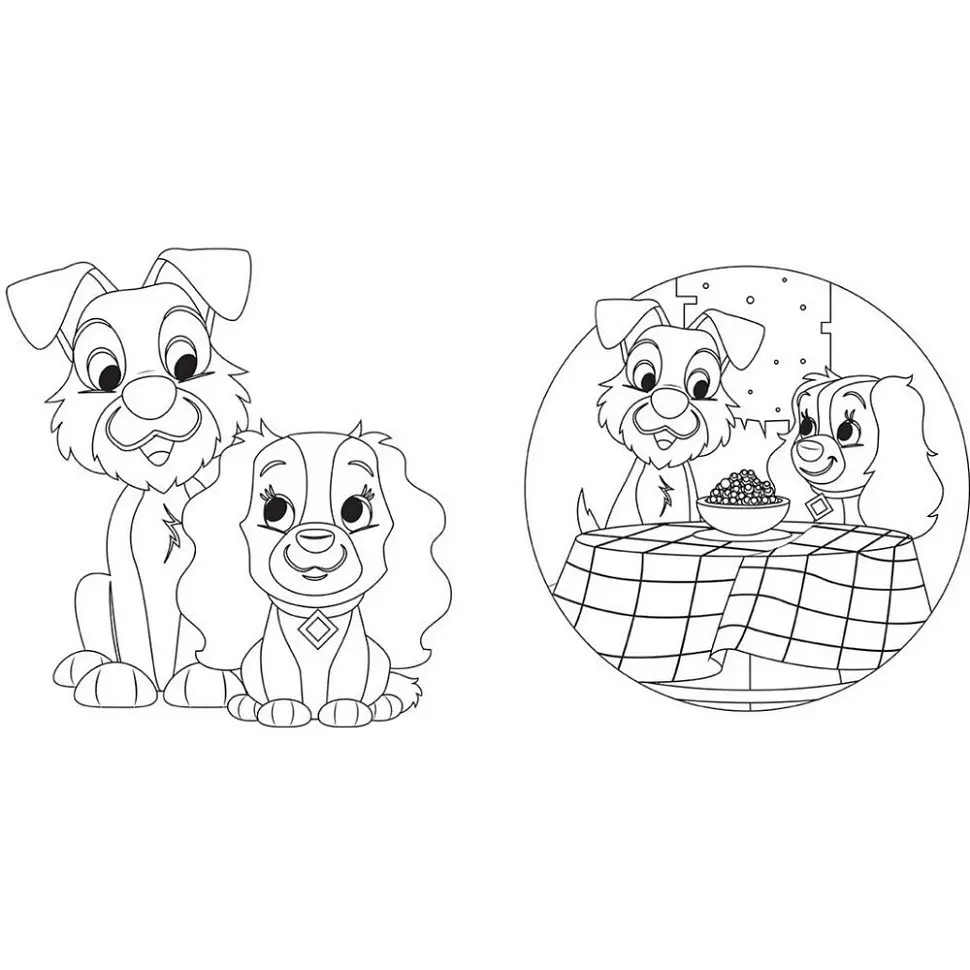 Розмальовка "Гра з кольором Леді та Бродяга" 1426008 Disney Маля 12 сторінок - фото 2