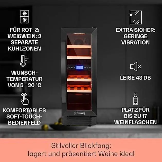 Винный холодильник встроенный Klarstein Vinovilla 17 (10034154) - фото 2