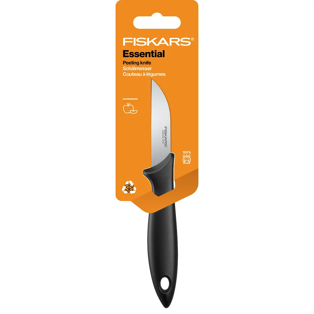 Кухонний ніж Fiskars Essential для чищення овочів чорний 7 см (1065580) - фото 2