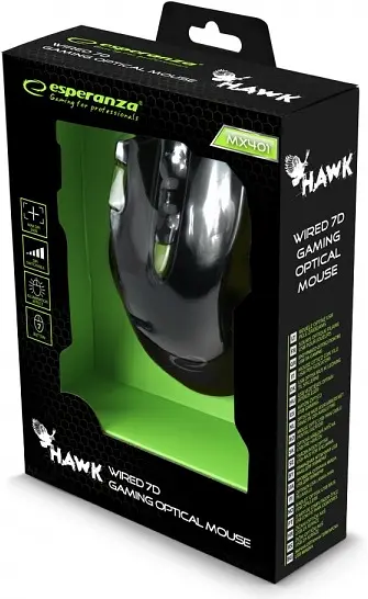 Миша Esperanza MX401 Hawk USB black green (EGM401KG) - фото 4