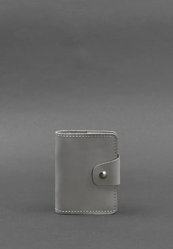 Женский кожаный кард-кейс 7.1 (Книжечка) серый - фото 2