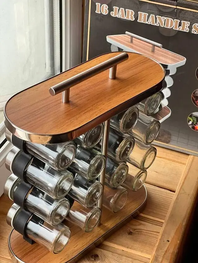 Набор для хранения сыпучих специй 16 шт баночек стеклянные емкости спецовники для приправ на подставке 16 в 1 - фото 7