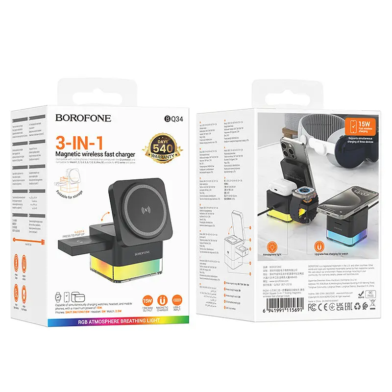 БЗП Borofone BQ34 Square 3in1 15W Black - фото 6