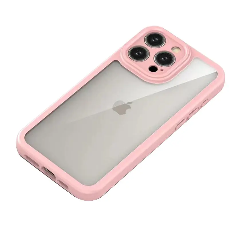 TPU чохол Transparent + Colour 1,5mm для Apple iPhone 13 Pro Max (6.7) Pink - фото 3