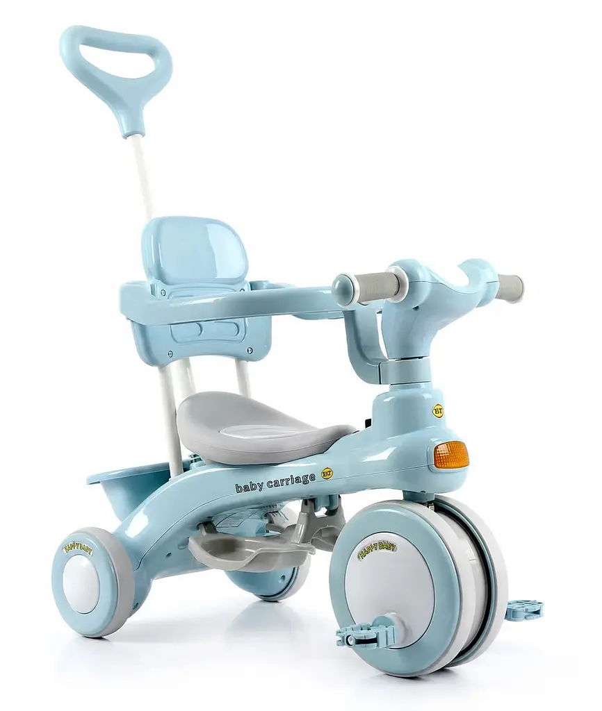 Дитячий триколісний велосипед Baby Carriage 588 блакитний з батьківською ручкою - фото 6