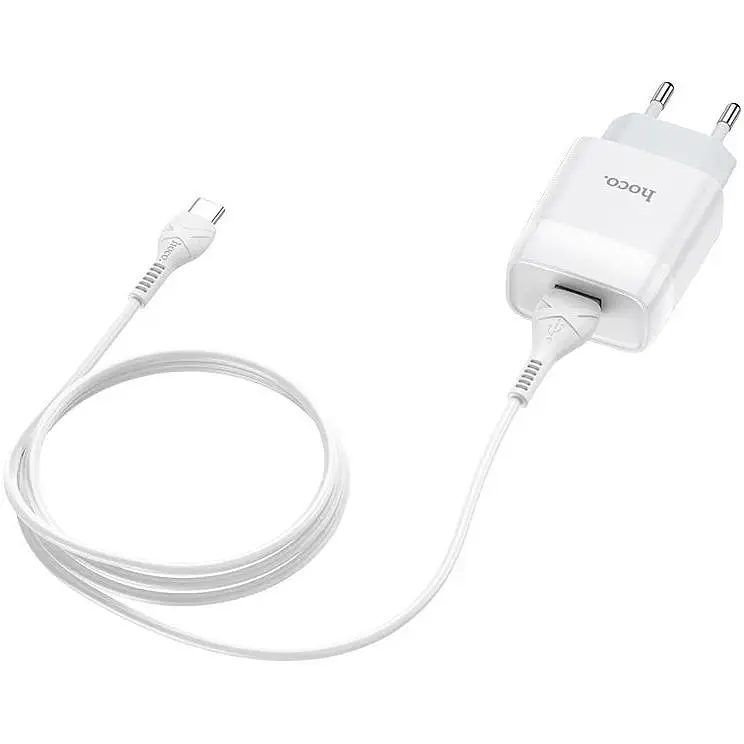 Зарядний пристрій Hoco C72A Glorious (1USB, 2.1А) White (6931474713018) + кабель Type-C - фото 3