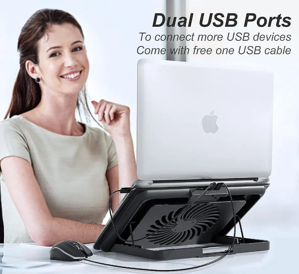 Охолоджувальна підставка для ноутбука 15.6 дюйма Ice Coorel A-18 2xUSB Black - фото 9