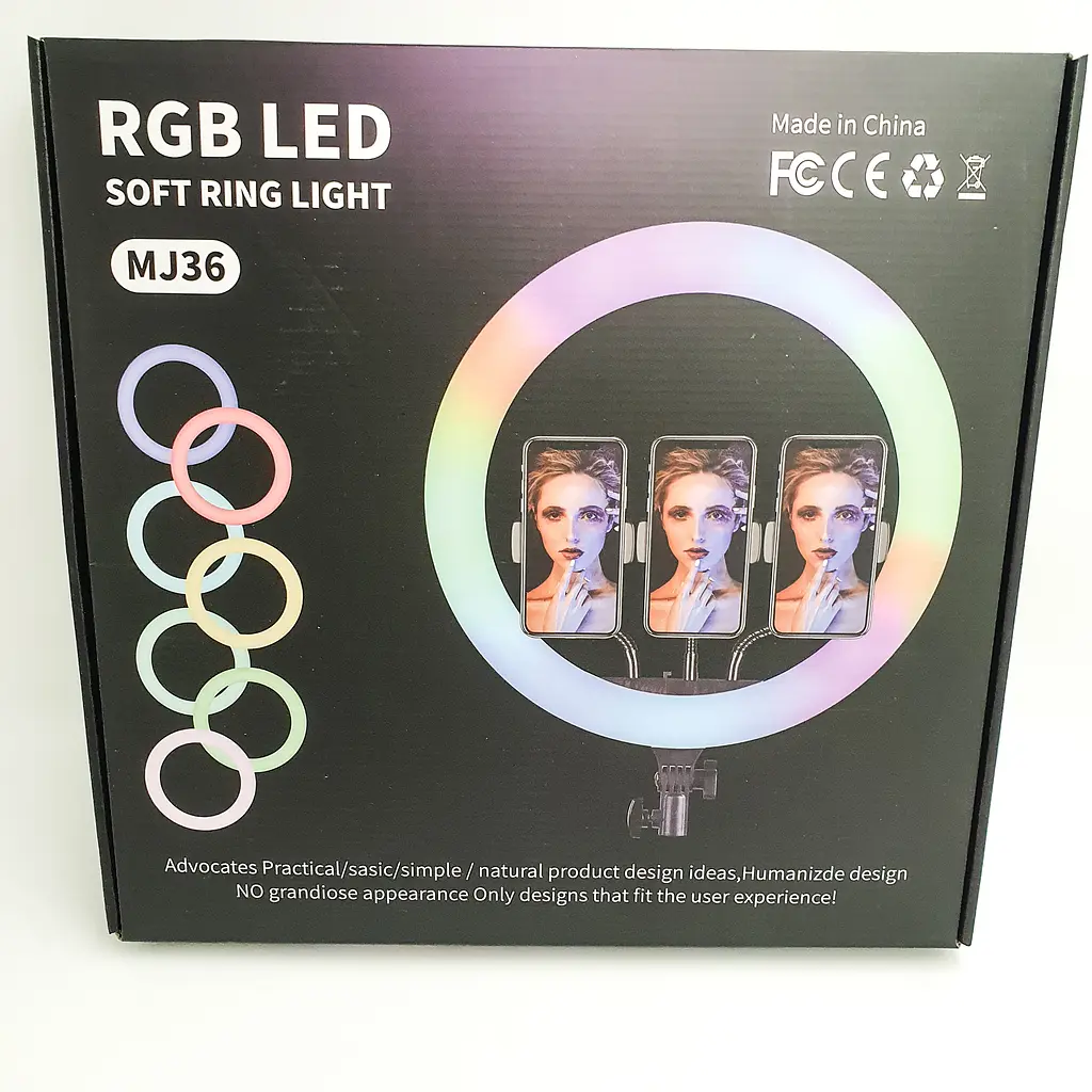 Кільцева LED лампа з пультом 36см RGB 8 кольорів кільцеве світло RING LIGHT MJ36 - фото 12