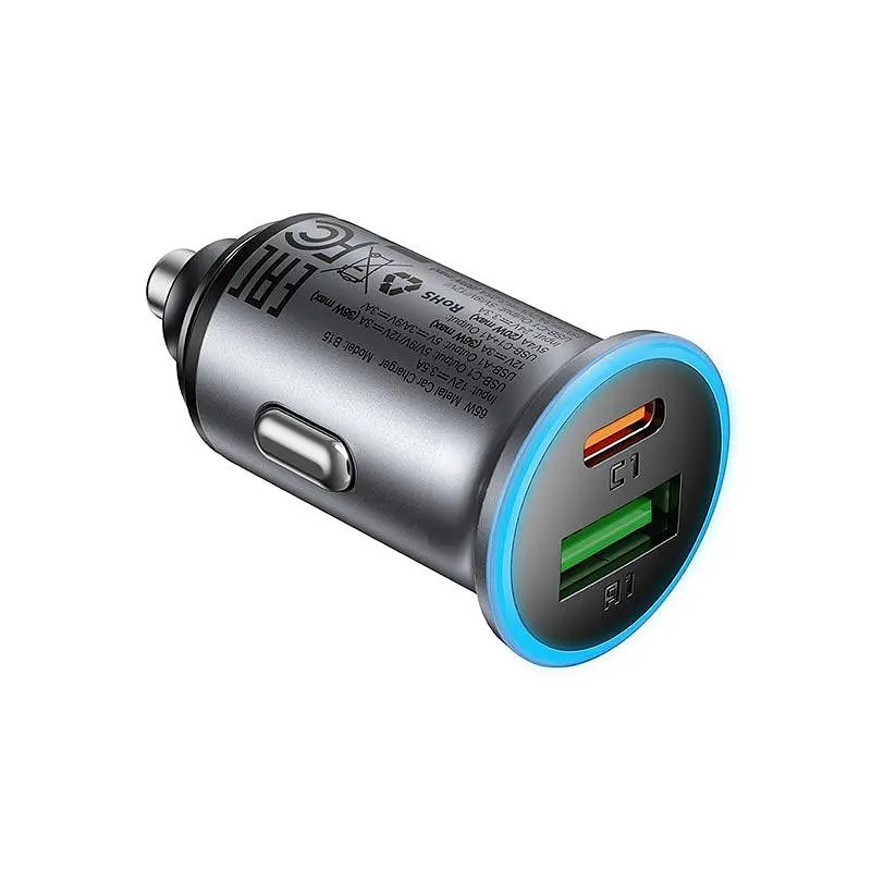 Адаптер автомобільний ACEFAST PD dual port metal car charger B15 1Type-C/1USB, PD/QC, 65W/3A| - фото 2