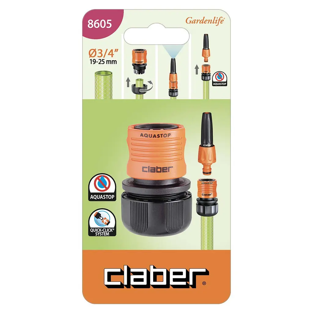 Конектор для поливального шлангу 3/4" з системою "Aquastop" Claber 8605 - фото 2