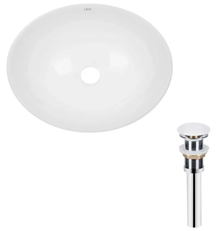 Комплект Qtap Dove: Раковина накладна овальна 415x340x140 мм White + Донний клапан PU02 (QT06113078WN47308)