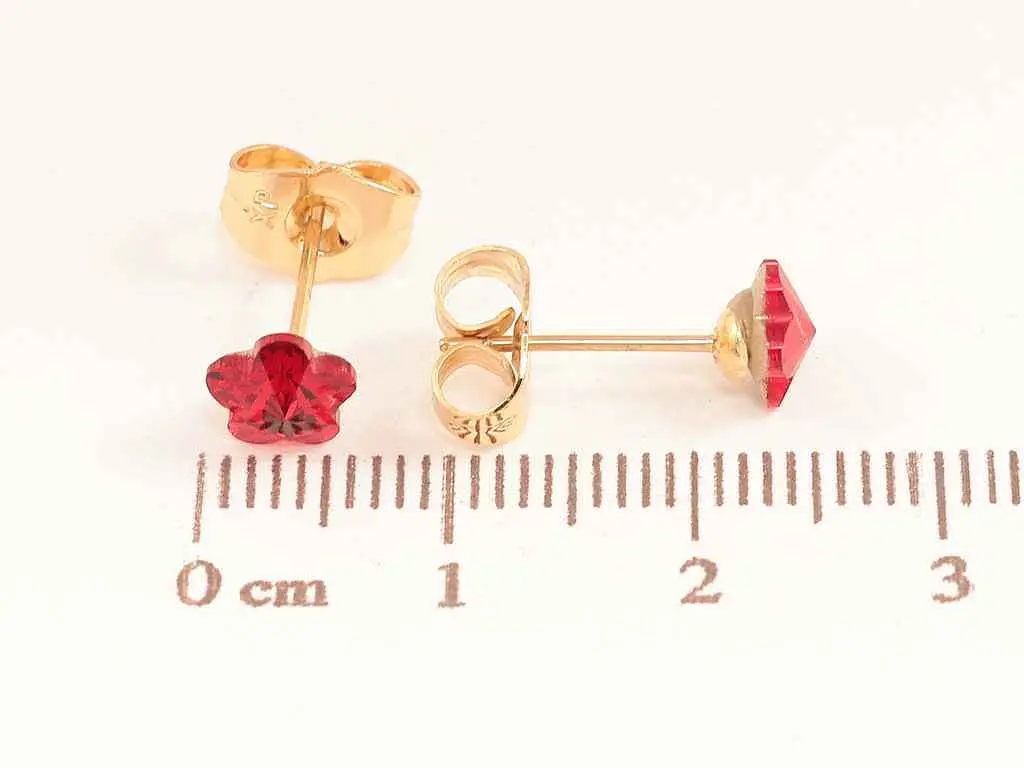 Сережки Xuping пусети позолота 18K "Червоні кришталеві квіточки" 281861 - фото 2