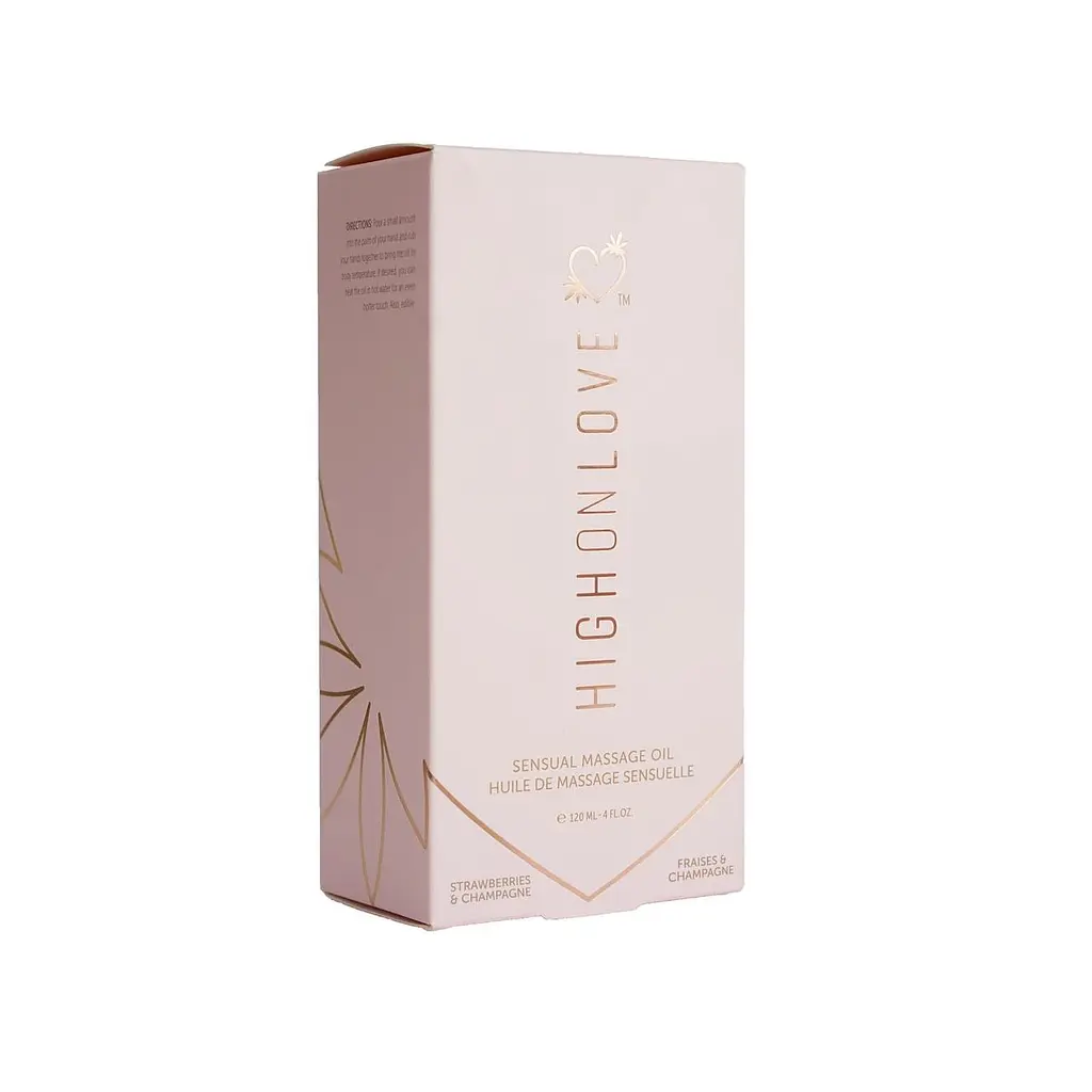 Массажное масло HighOnLove Massage Oil Strawberry & Champagne (120 мл) с маслом семян конопли - фото 3